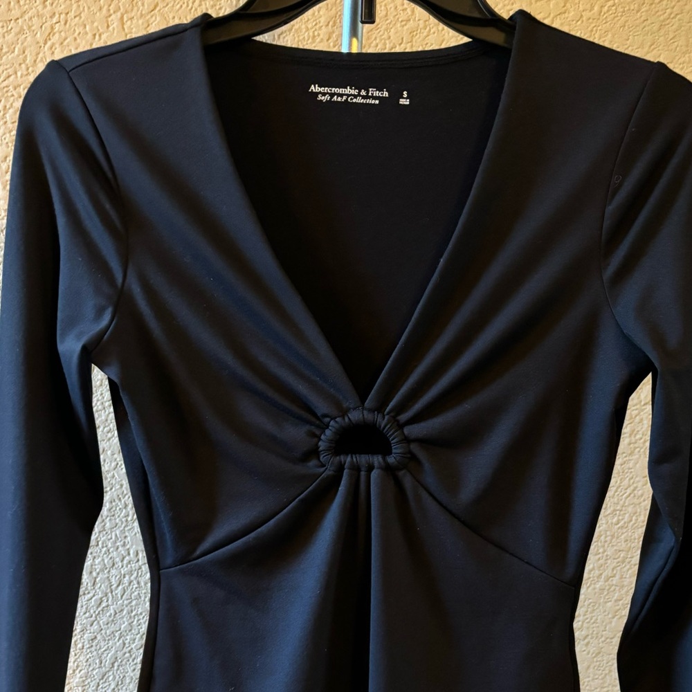 Abercrombie & Fitch Soft A&F Collection Black O-Ring Long Sleeve Bodysuit